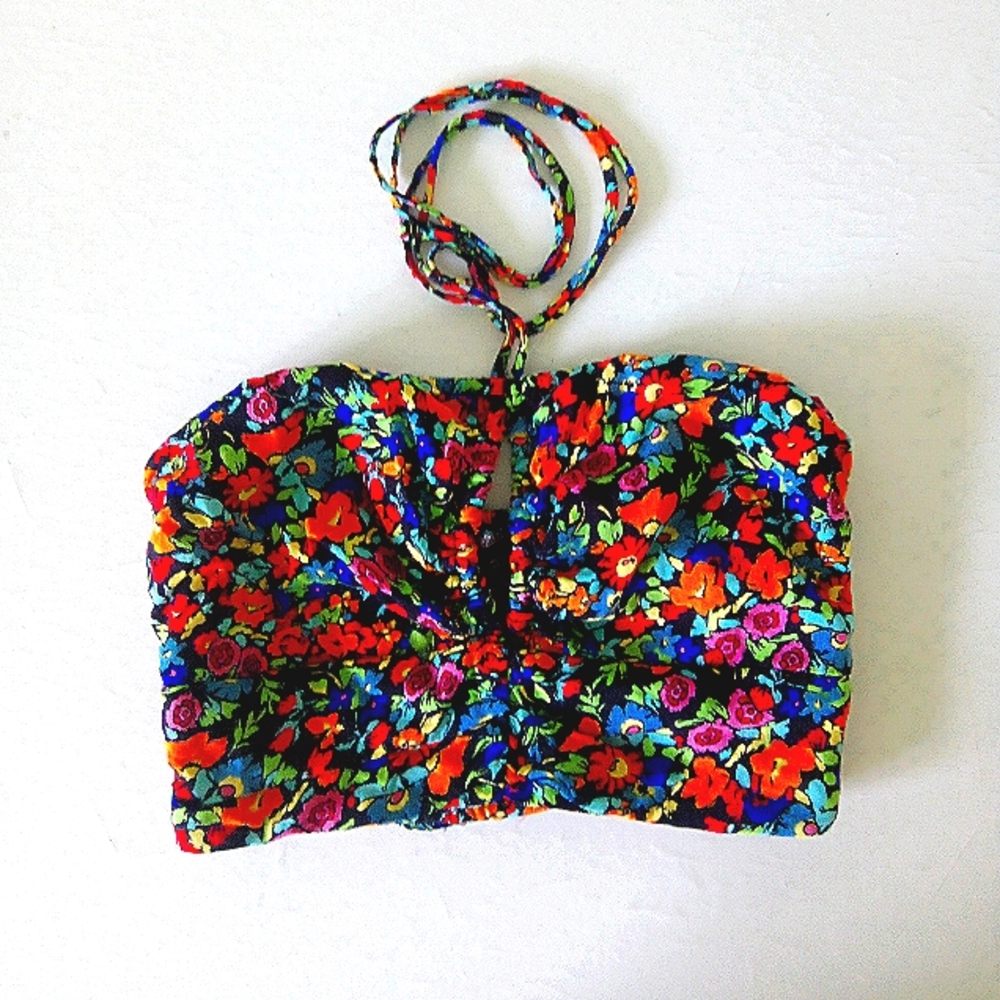 Wild Fable Floral Crop Halter Top